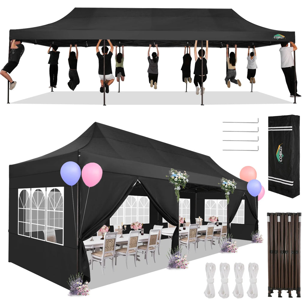 10x30 Party Tent with 8 Sidewalls, Black C65073