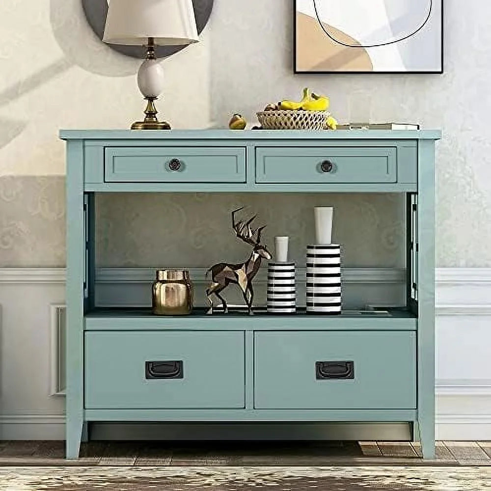 Farmhouse Wood Buffet Sideboard Console Table with 2-Door Cabinet I12674