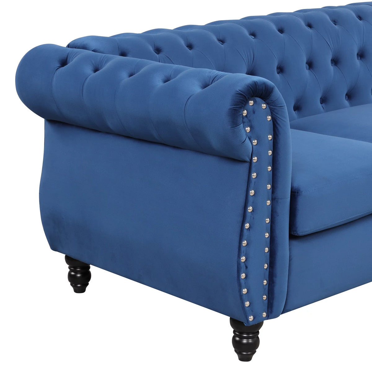 Blue 3-Seat Upholstered Sofa with Metal Legs E142263