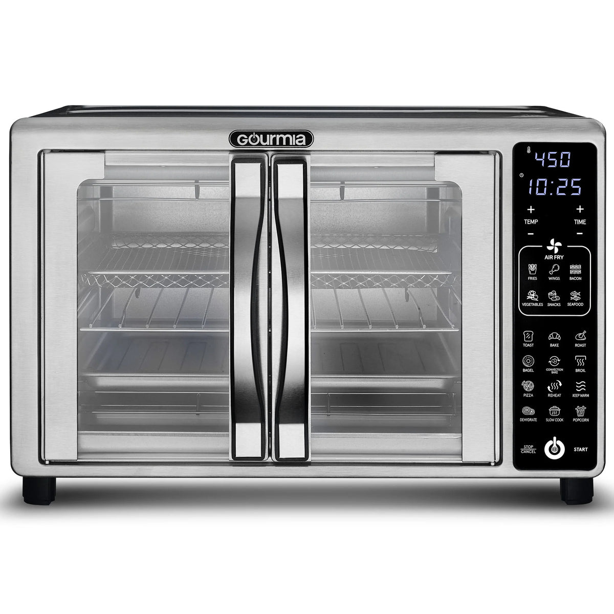 Digital Air Fryer Toaster Oven with French Doors, 6 Slice, Stainless Steel N1410