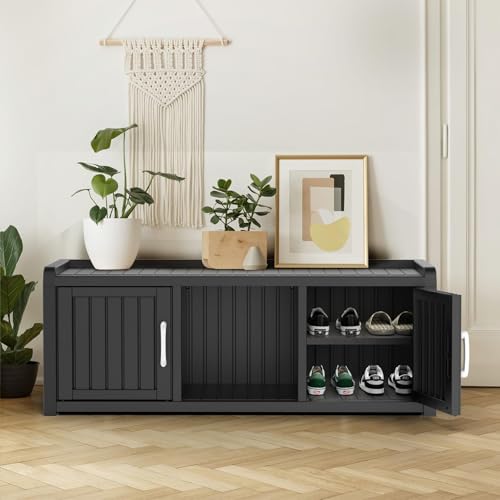 Waterproof UV-Resistant Storage Bench with Adjustable Shelves C507958