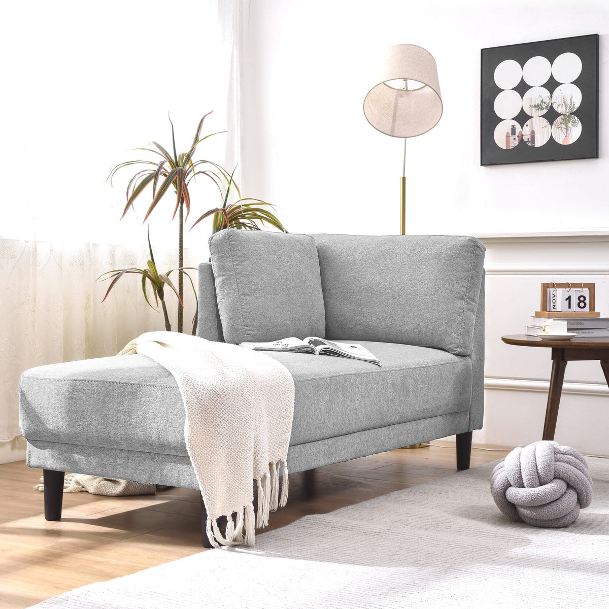 Grey Upholstered Corner Lounge Chair Q4479