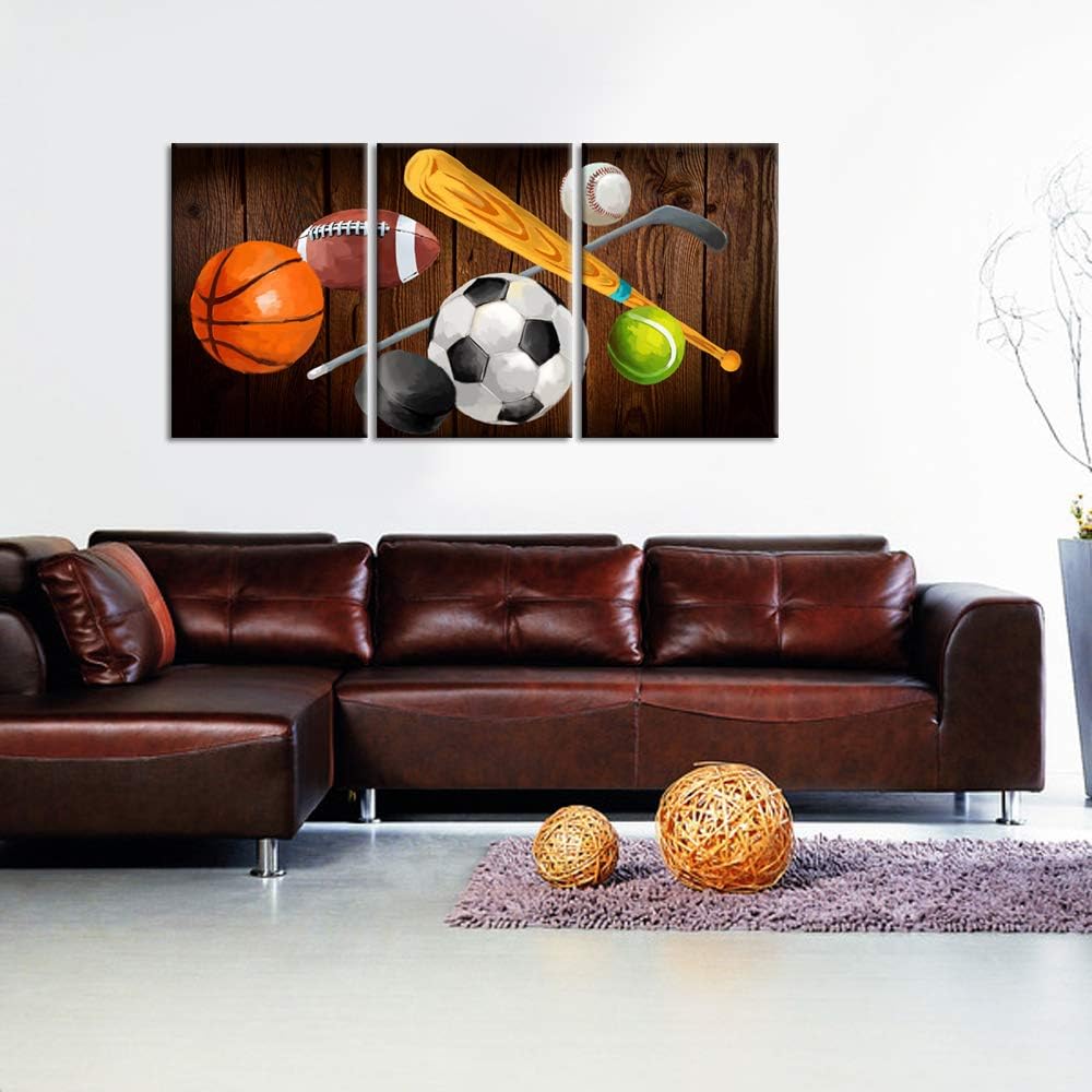 Vintage Sports Canvas Wall Art, 3 Pieces, Stretched and Framed, 16x24inch A4461