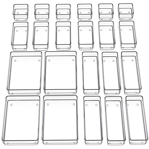 22-Piece Clear Drawer Organizer with Non-Slip Silicone Pads B6679