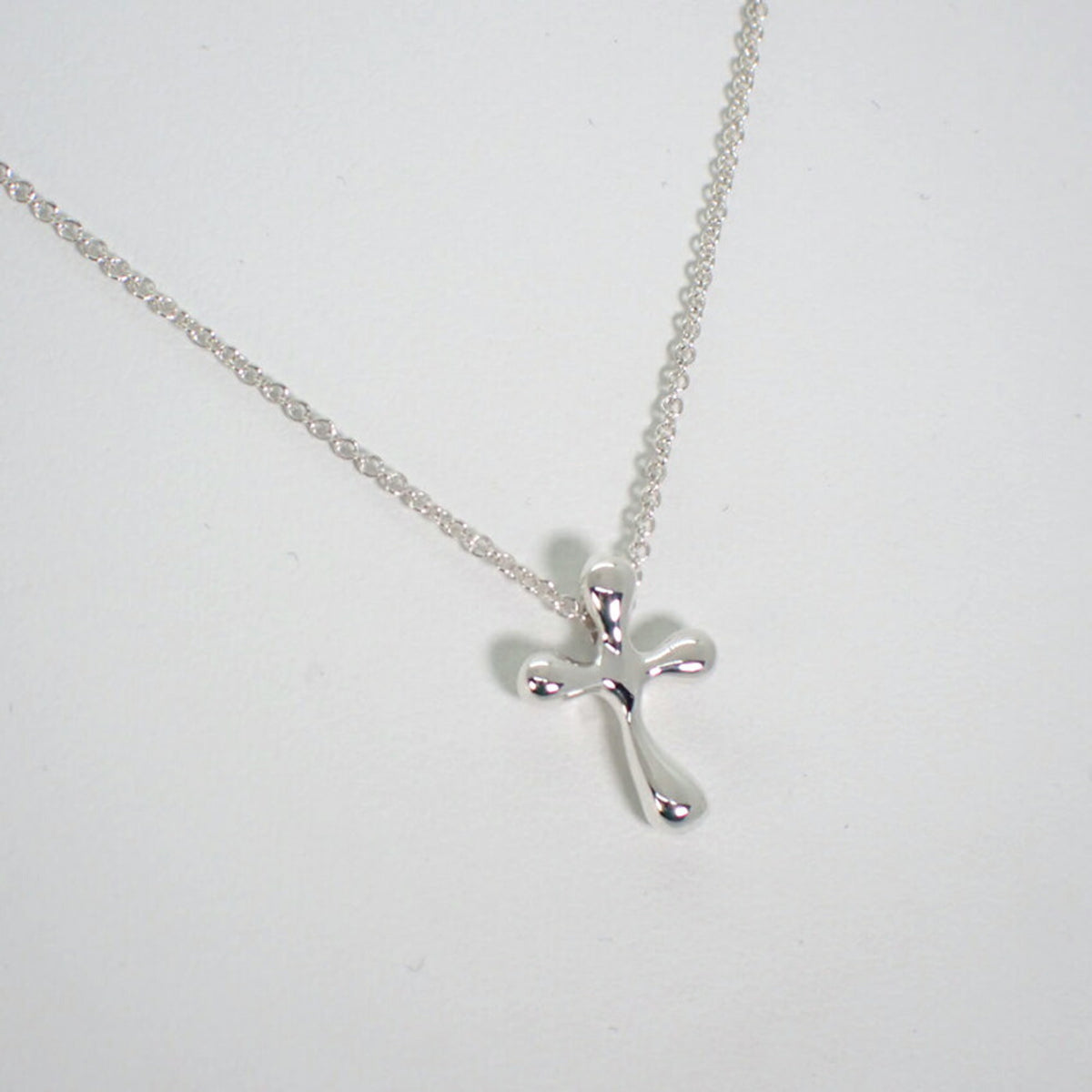 925 Teardrop Cross Pendant Necklace W327794