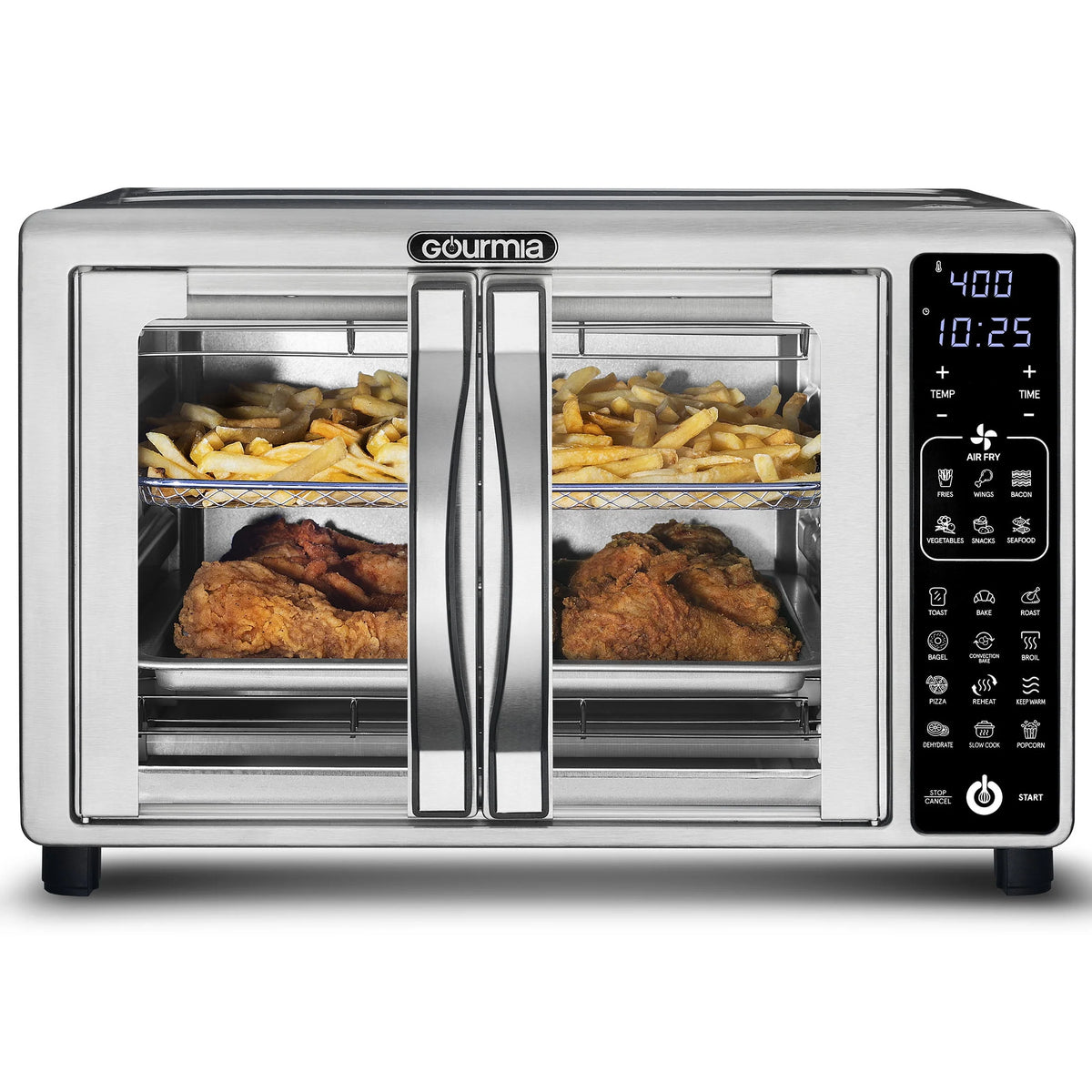 Digital Air Fryer Toaster Oven with French Doors, 6 Slice, Stainless Steel N1410