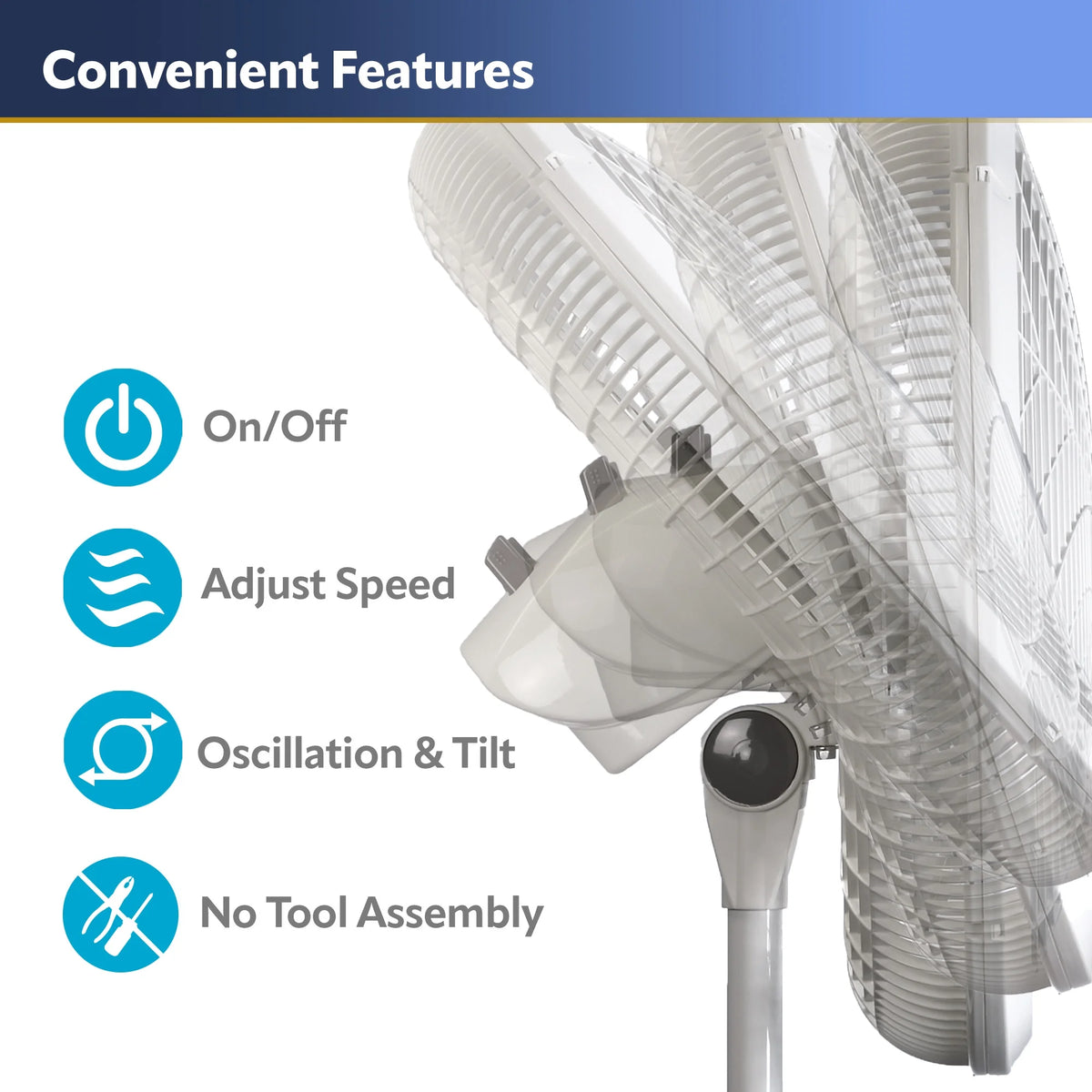18" Oscillating 3-Speed Pedestal Fan, White A973