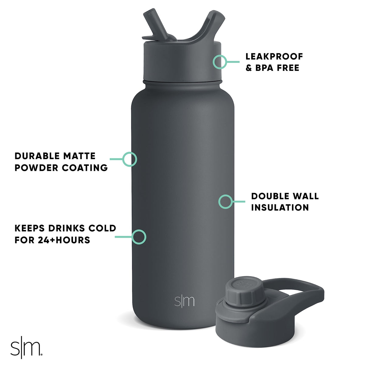 32oz Vacuum Insulated Stainless Steel Water Bottle with Straw and Chug Lid E2969