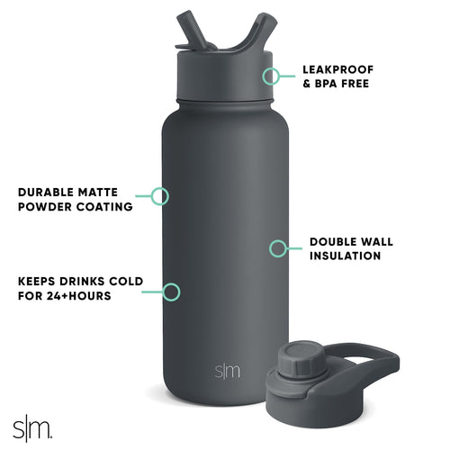 32oz Vacuum Insulated Stainless Steel Water Bottle with Straw and Chug Lid E2969