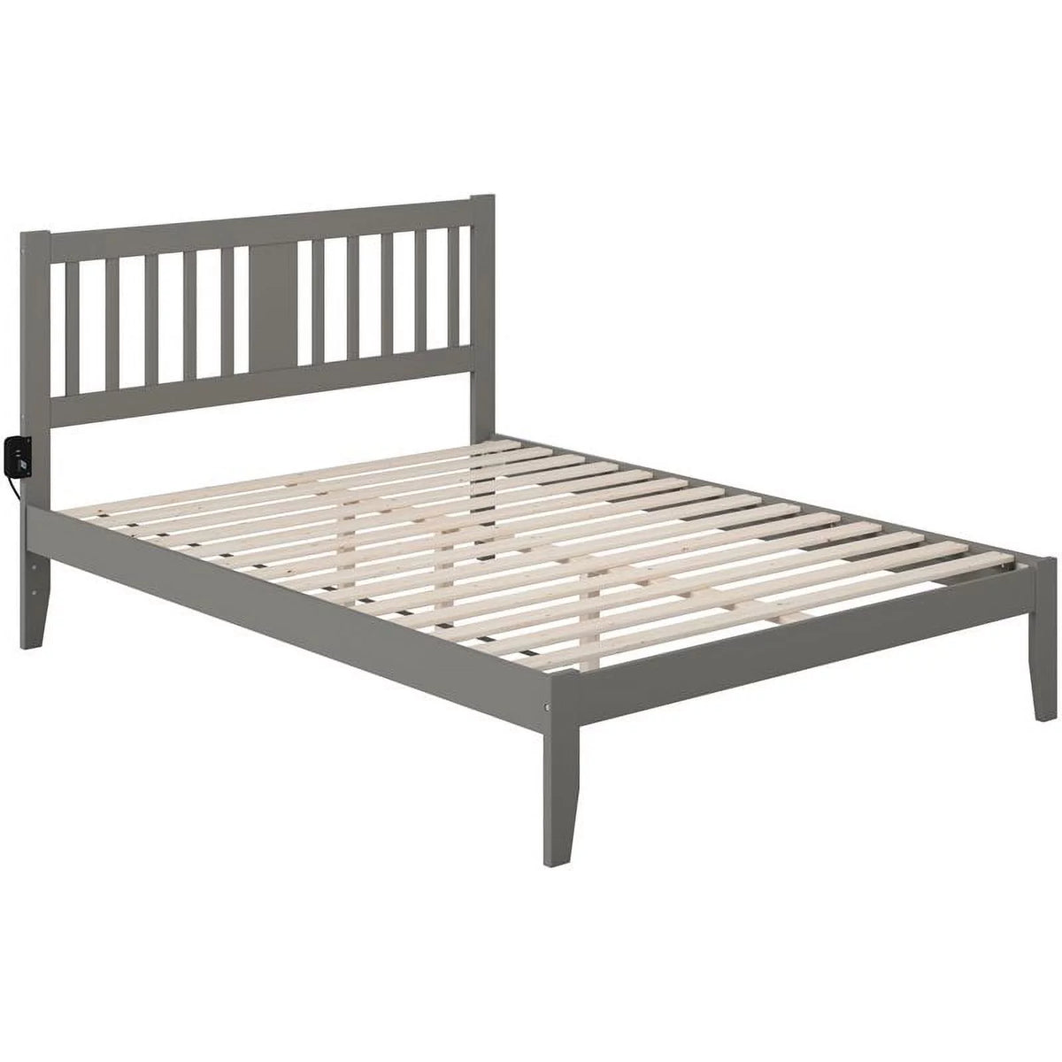 Gray Wood Queen Spindle Bed with USB Charger J6751
