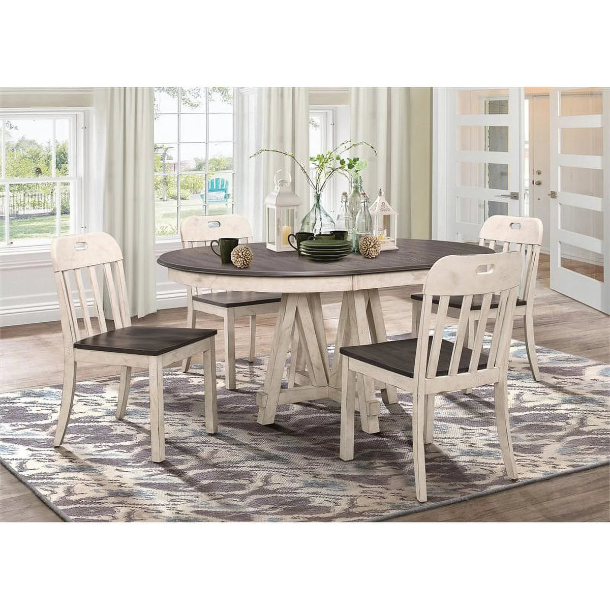 66" Round Farmhouse Wood Dining Table R193432