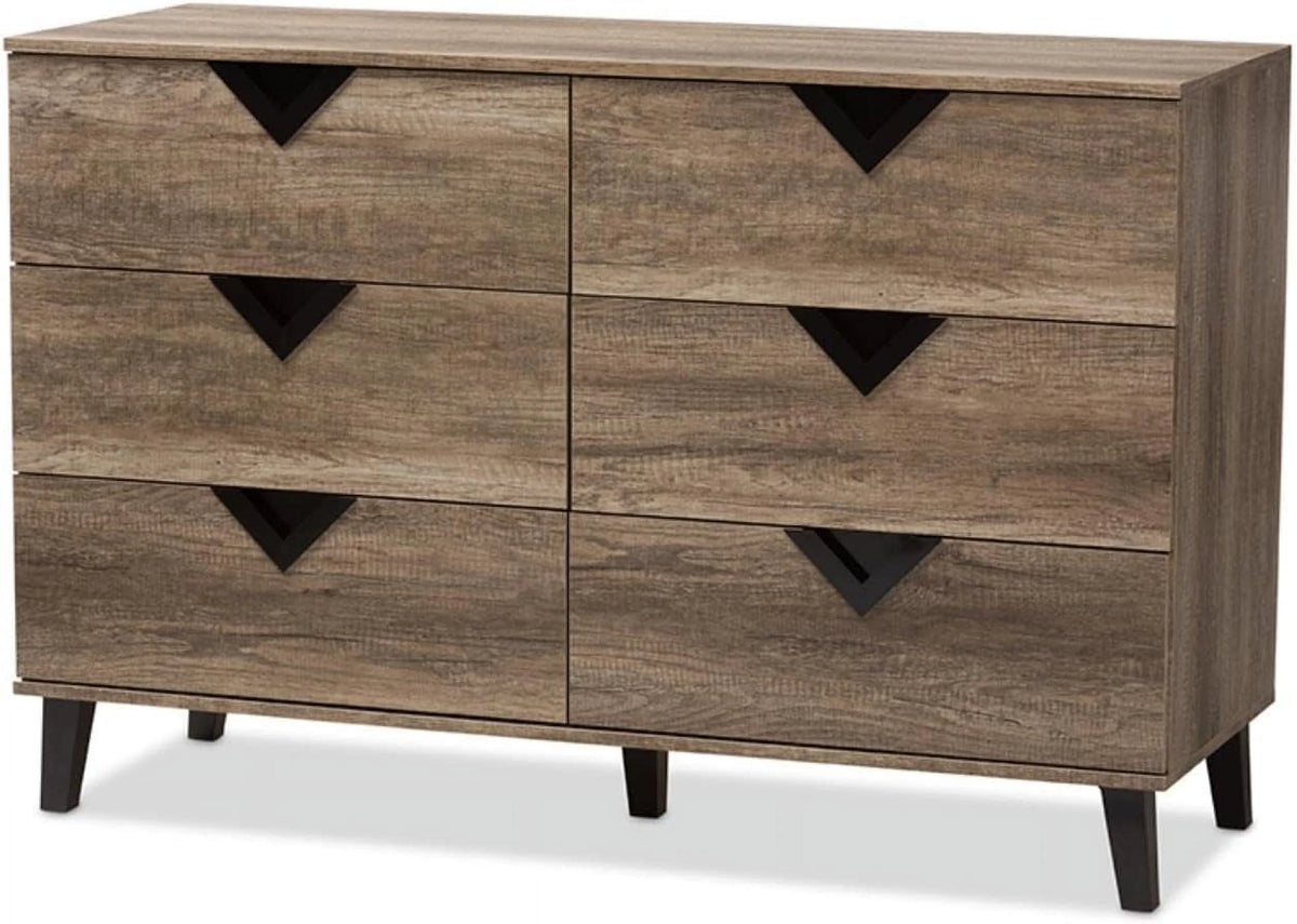 Light Brown Wood 6-Drawer Chest C4623